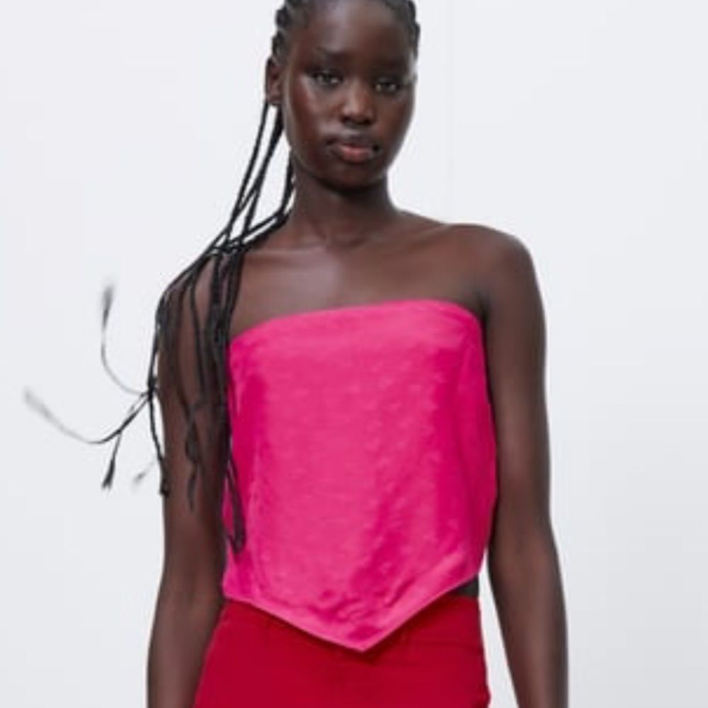Zara Jacquard pink bandana top